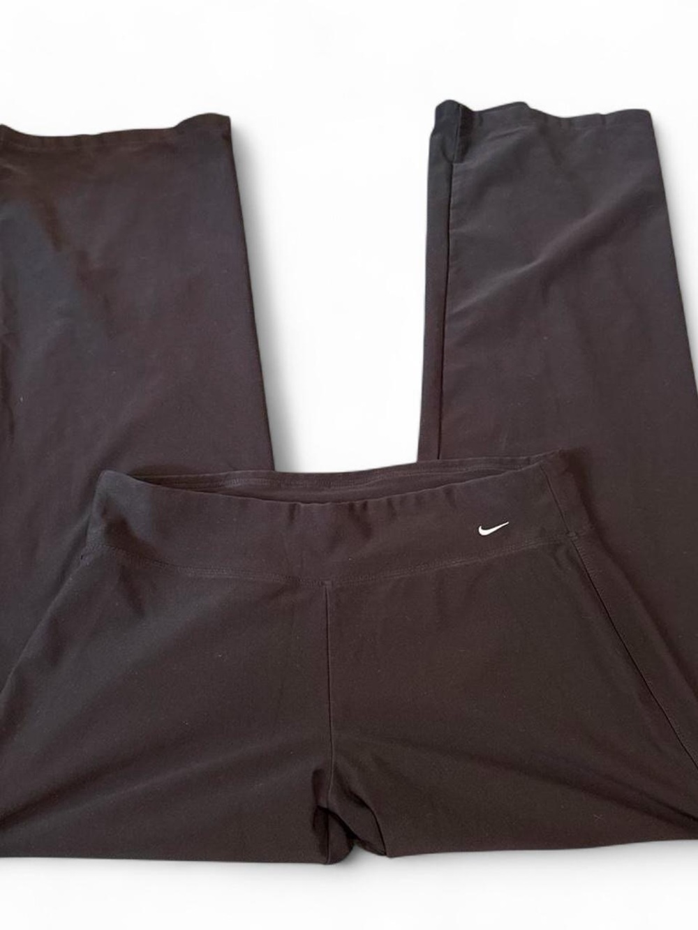Vintage Y2K 2000s Nike Black Low / Mid Rise Flare Leggings w/ Logo